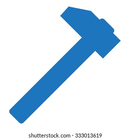 hammer icon. flat symbol, rounded angles, white background. blue icon.