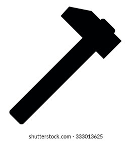 hammer icon. flat symbol, rounded angles, white background. black icon.