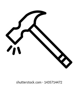 Hammer Icon Flat Vector Illustration