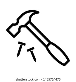 Hammer Icon Flat Vector Illustration