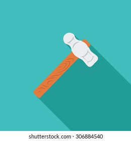 Hammer icon. Flat vector related icon with long shadow for web and mobile applications. It can be used as - logo, pictogram, icon, infographic element. Vector Illustration.