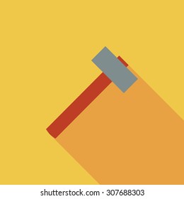 Hammer icon. Flat vector related icon with long shadow for web and mobile applications. It can be used as - logo, pictogram, icon, infographic element. Vector Illustration.