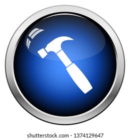 Hammer icon. Glossy Button Design. Vector Illustration.