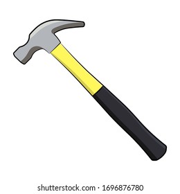 Hammer icon. Hand drawn vector graphic illustration. Side view. Color drawing. Isolated object on a white background. Isolate.