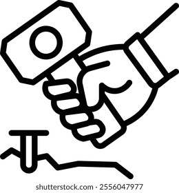 Hammer Icon. Hand holding hammer to repair or fix