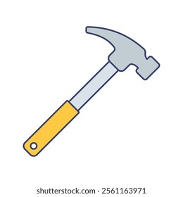 Hammer Icon Illustration in Flat Style .Ideal for construction, engineering, and industrial design projects.
