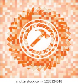 hammer icon inside abstract orange mosaic emblem with background