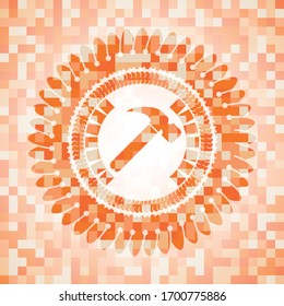 icono de martillo dentro del emblema abstracto de mosaico naranja con fondo