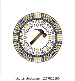 hammer icon inside arabesque badge. arabic decoration.