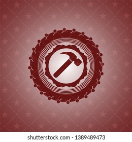 hammer icon inside badge with red background