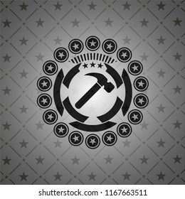 hammer icon inside black emblem. Vintage.