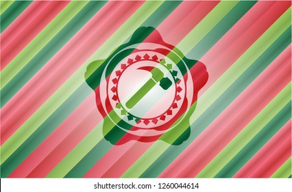 hammer icon inside christmas colors emblem.