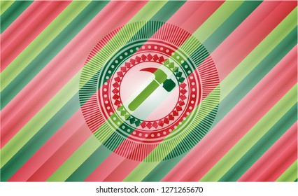 hammer icon inside christmas colors emblem.