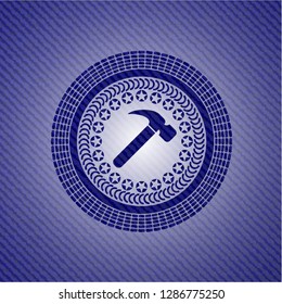 hammer icon inside emblem with jean high quality background