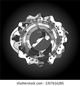 hammer icon inside grey camo emblem