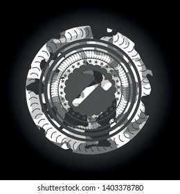 hammer icon inside grey camo texture