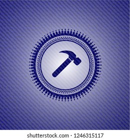 hammer icon inside jean background