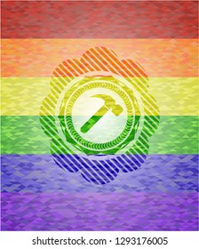 hammer icon inside lgbt colors emblem 