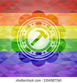 hammer icon inside lgbt colors emblem 