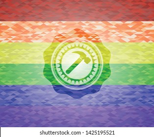 hammer icon inside lgbt colors emblem 