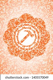 hammer icon inside orange mosaic emblem