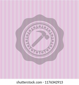 hammer icon inside pink icon or emblem