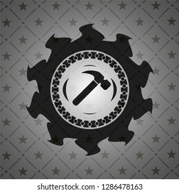hammer icon inside realistic black emblem