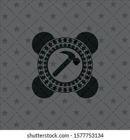 hammer icon inside realistic black emblem