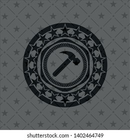 hammer icon inside realistic dark emblem
