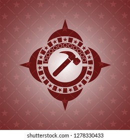 hammer icon inside red emblem. Vintage.