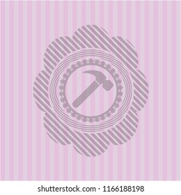 hammer icon inside retro pink emblem