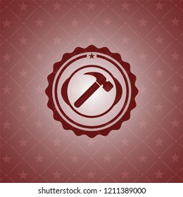 hammer icon inside retro red emblem