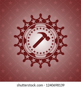 hammer icon inside retro red emblem