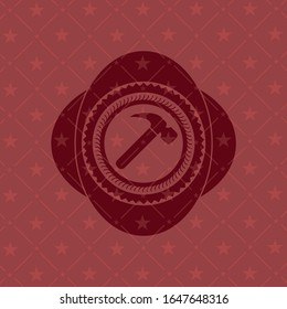 Icono martillo dentro del emblema rojo retro