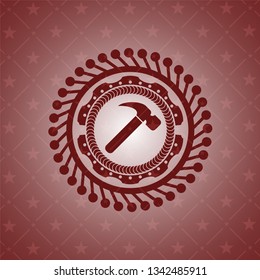 hammer icon inside retro style red emblem