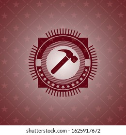hammer icon inside retro style red emblem