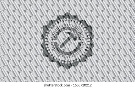 hammer icon inside silver color emblem. Scales pattern. Vector Illustration. Detailed.