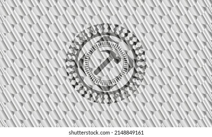 hammer icon inside silver color emblem or badge. Scales pattern. Vector Illustration. Detailed. 