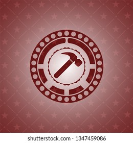 hammer icon inside vintage red emblem