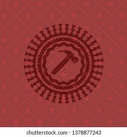 hammer icon inside vintage red emblem