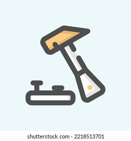  hammer icon, isolated Labour colored outline icon in light blue background, perfect for website, blog, logo, graphic design, social media, UI, mobile app