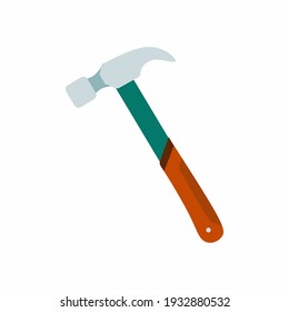 Hammer icon isolated on white background. Building tools in cartoon flat design. Mechanic and handyman tools concept. Vector illustration can be used for web and mobile graphic design, logo