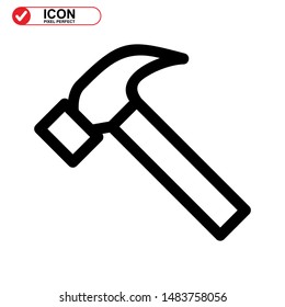 Hammer Icon isolated sign symbol vector illustration - high quality black style vector icons
