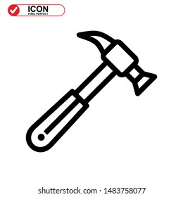 Hammer Icon isolated sign symbol vector illustration - high quality black style vector icons
