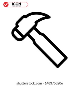 Hammer Icon isolated sign symbol vector illustration - high quality black style vector icons
