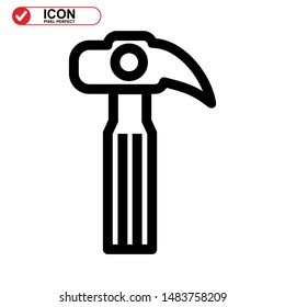 Hammer Icon isolated sign symbol vector illustration - high quality black style vector icons
