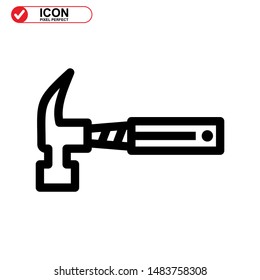 Hammer Icon isolated sign symbol vector illustration - high quality black style vector icons
