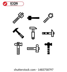 Hammer Icon isolated sign symbol vector illustration - Collection of high quality black style vector icons
