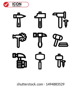 Hammer icon isolated sign symbol vector illustration - Collection of high quality black style vector icons

