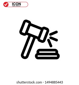 Hammer icon isolated sign symbol vector illustration - high quality black style vector icons
